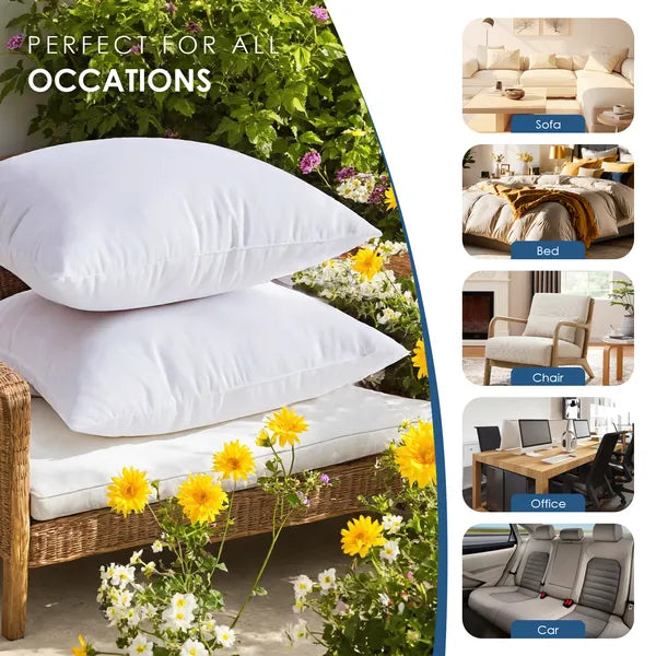 PURE PLY TEXTILES White Square Pillows | Ergonomic Support
