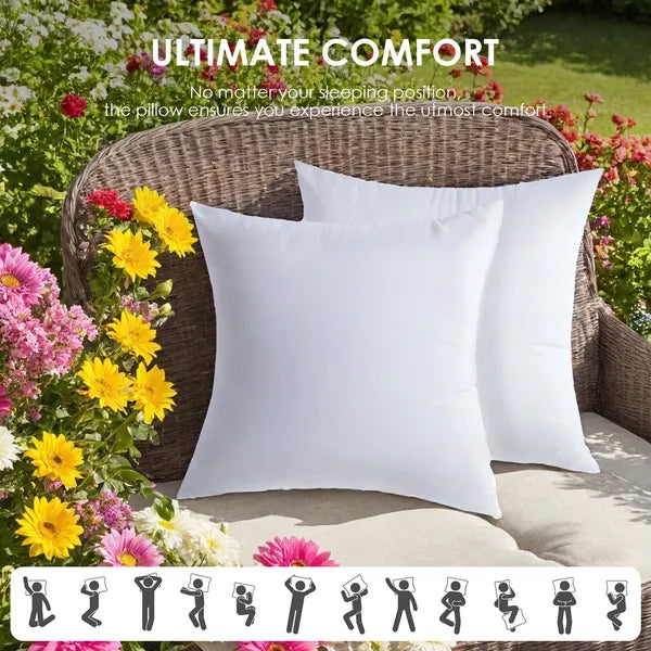 PURE PLY TEXTILES White Square Pillows | Ergonomic Support