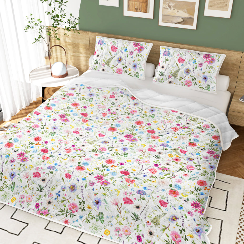 PURE PLY TEXTILES Red Floral Quilt | Layered Warmth
