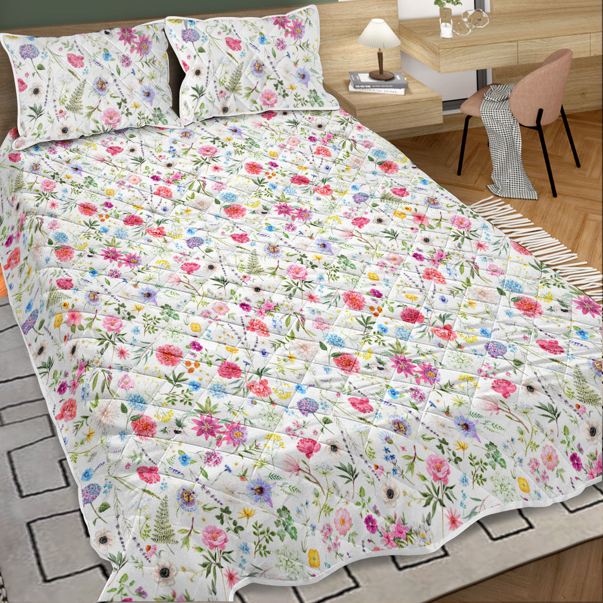 PURE PLY TEXTILES Red Floral Quilt | Layered Warmth