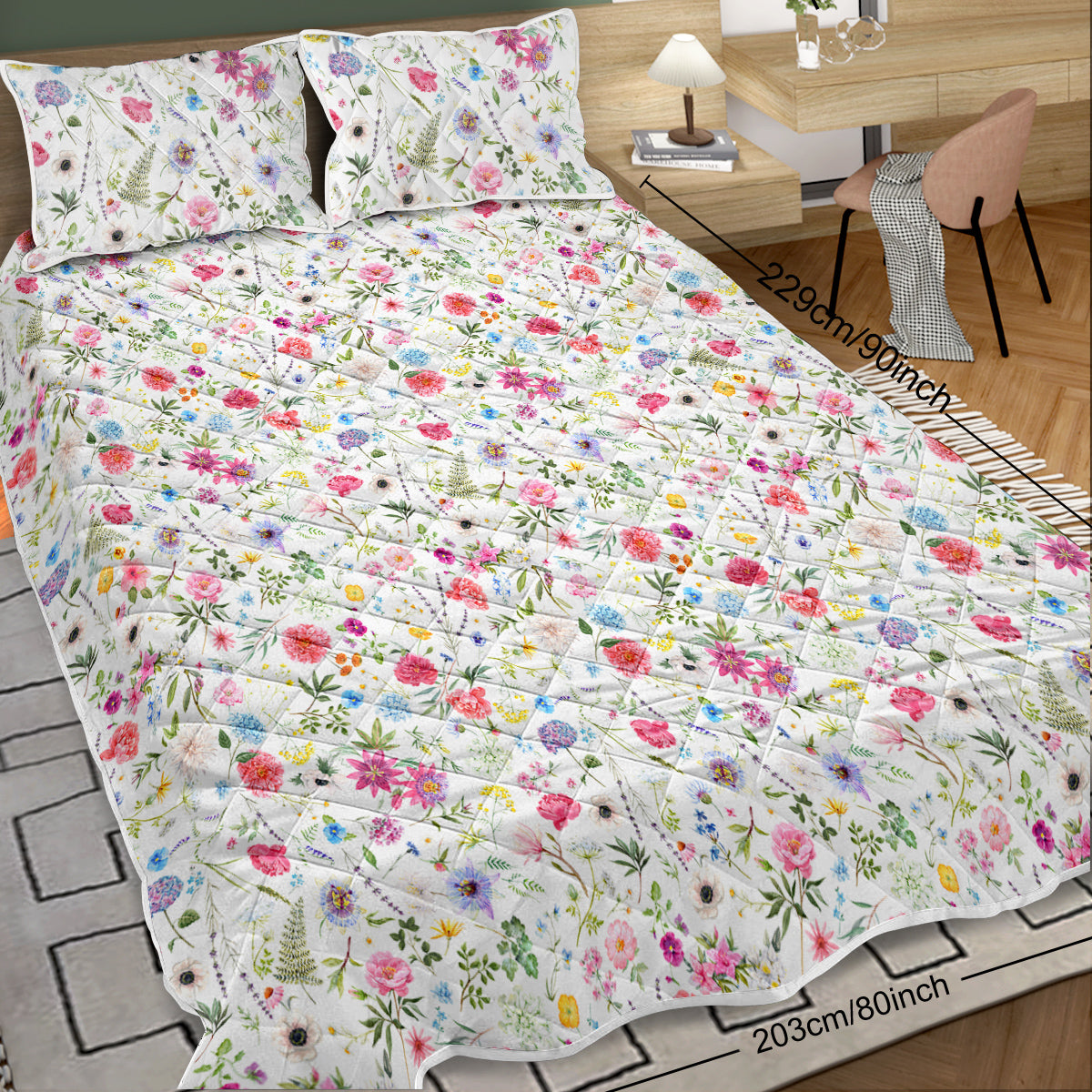 PURE PLY TEXTILES Red Floral Quilt | Layered Warmth