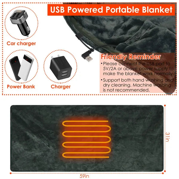 PURE PLY TEXTILES Usb Heated Blanket | Layered Warmth