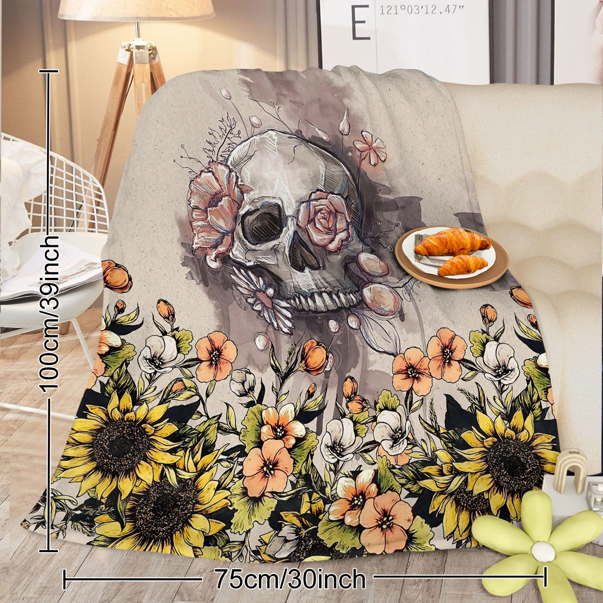 PURE PLY TEXTILES Rustic Skull Sunflower | Ergonomic Support