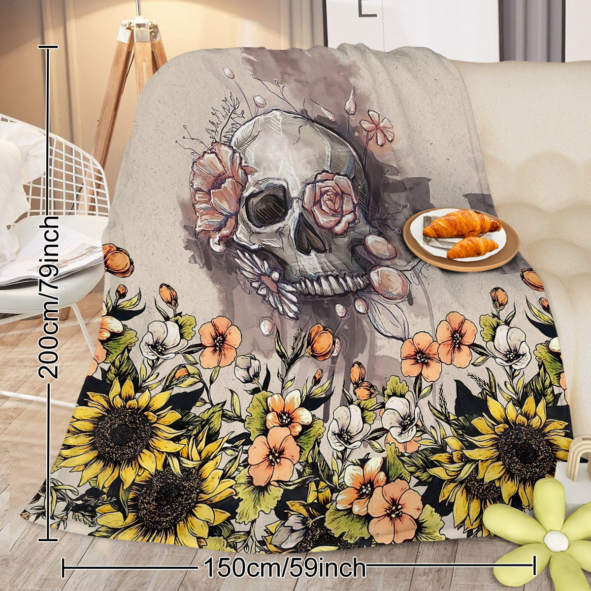 PURE PLY TEXTILES Rustic Skull Sunflower | Ergonomic Support