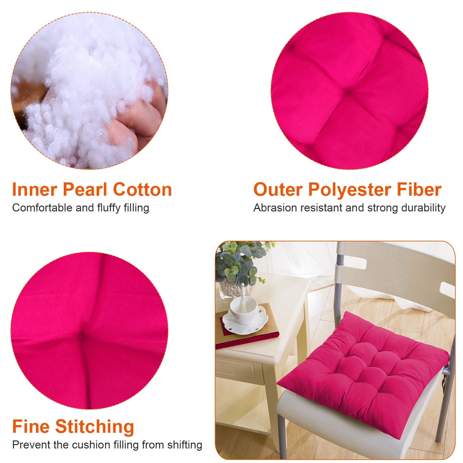 PURE PLY TEXTILES 4Pcs Chair Cushion | Ergonomic Support