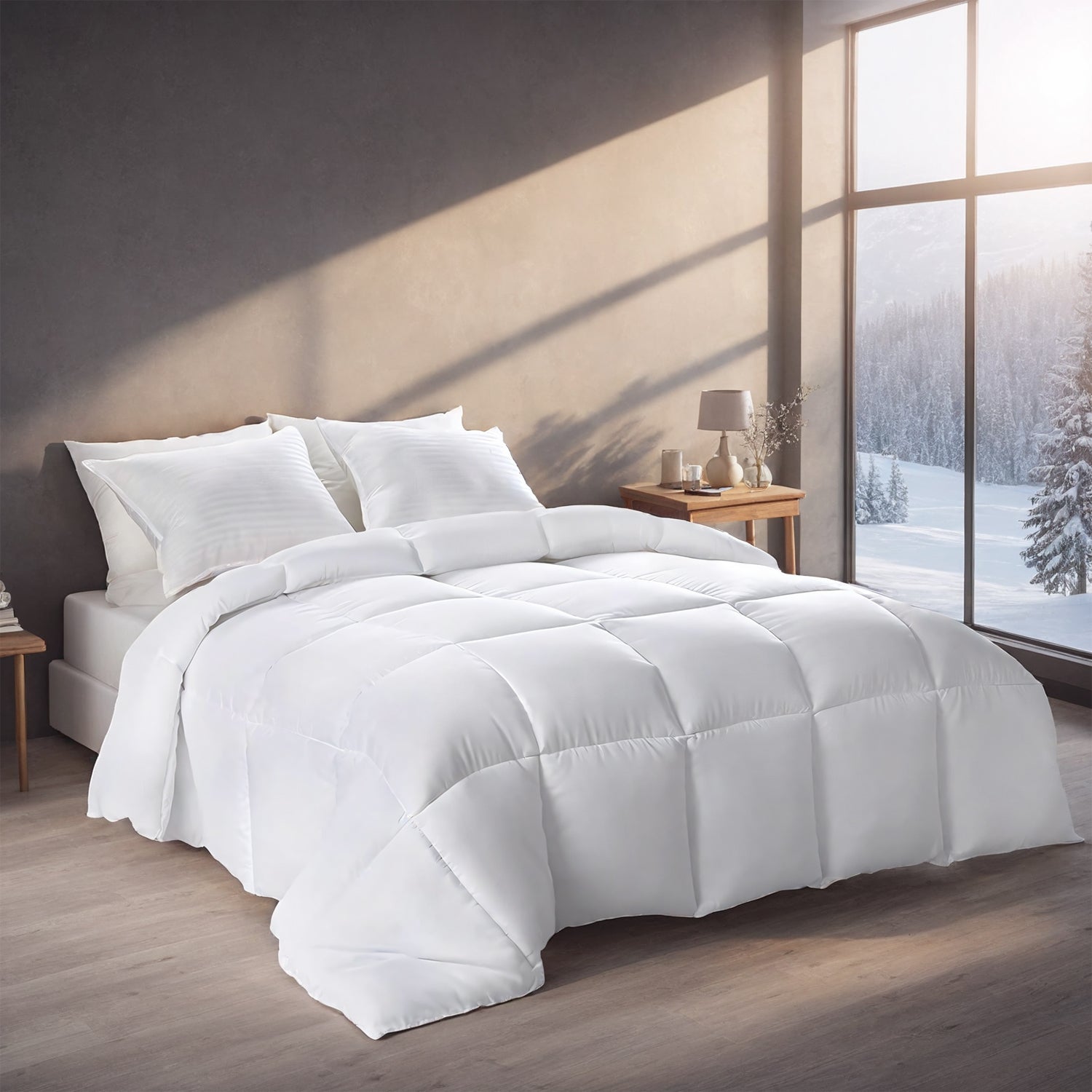 PURE PLY TEXTILES White Oversized Checkered | Layered Warmth