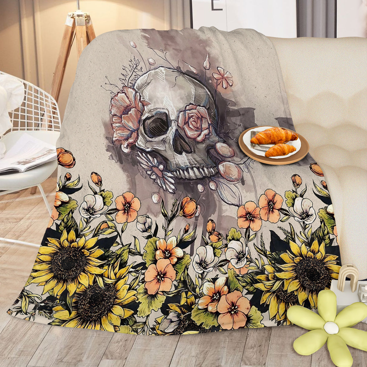 PURE PLY TEXTILES Rustic Skull Sunflower | Ergonomic Support