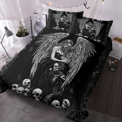 Of Dark Angel Skull Themed Printed Bedding Series Suitable For All Seasons